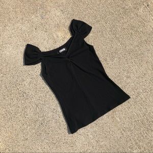 Reformation black ribbed knit short sleeve top